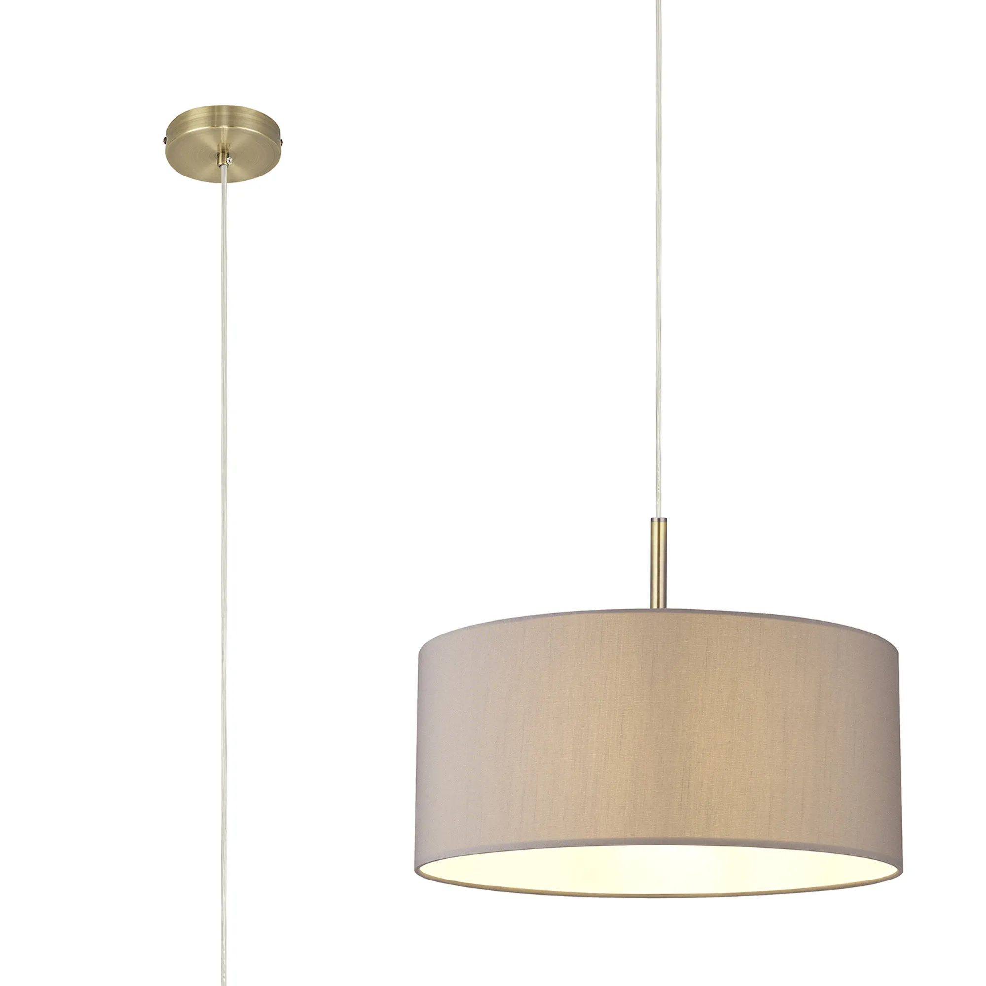 DK0214  Baymont 40cm Pendant 1 Light Antique Brass, Grey